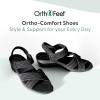 imageOrthofeet Womens Orthopedic Leather Holly SandalsBlack
