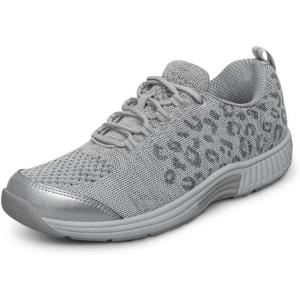imageOrthofeet Womens Orthopedic Knit Coral SneakersGray Leopard