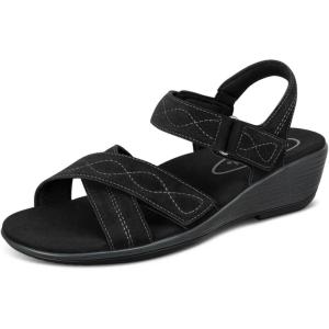 imageOrthofeet Womens Orthopedic Leather Holly SandalsBlack