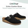 imageOrthofeet Womens Orthopedic Leather Casey Clogs for Plantar Fasciitis ReliefBlack
