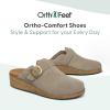 imageOrthofeet Womens Orthopedic Leather Casey Clogs for Plantar Fasciitis ReliefTaupe