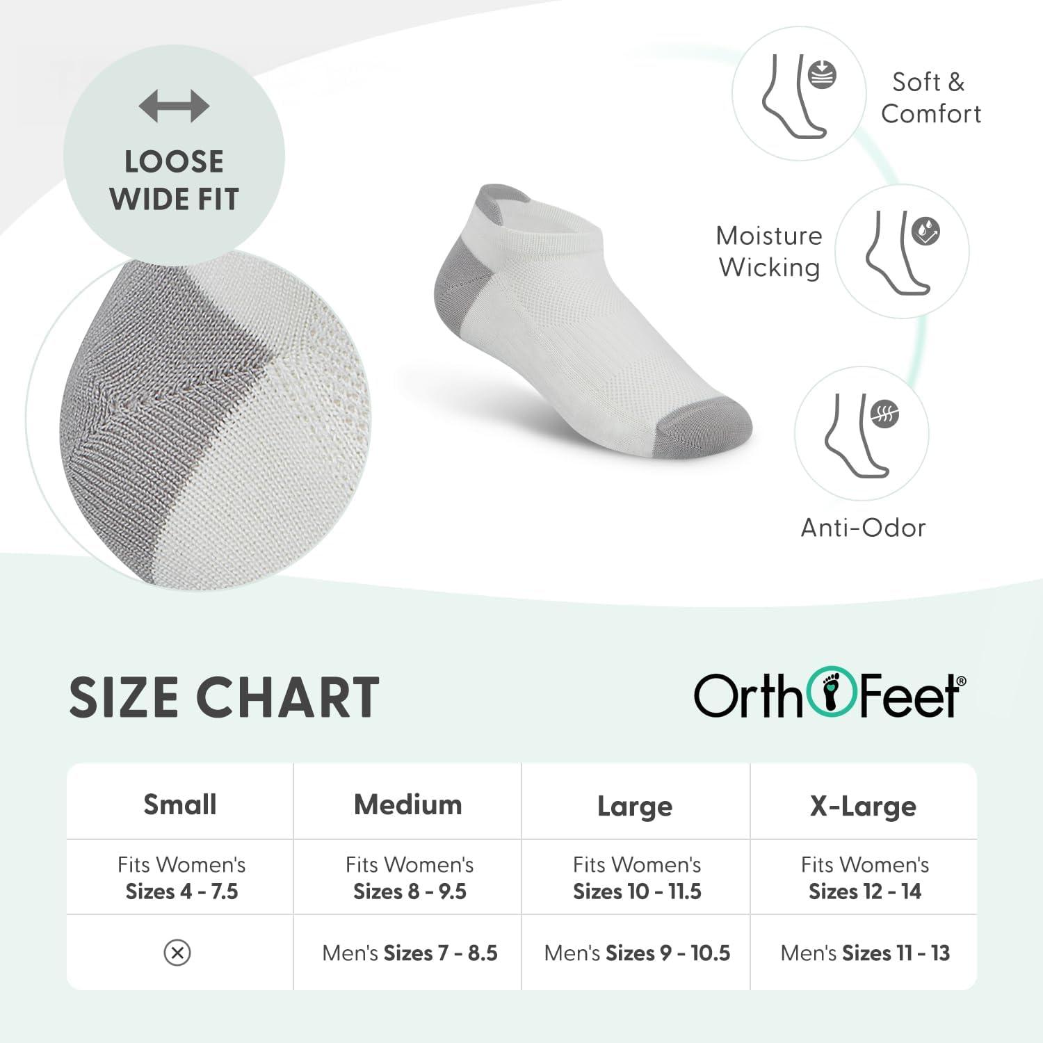 imageOrthofeet Low Cut NonBinding NonConstrictive Circulation Seam Free White Socks 3 PackWhite