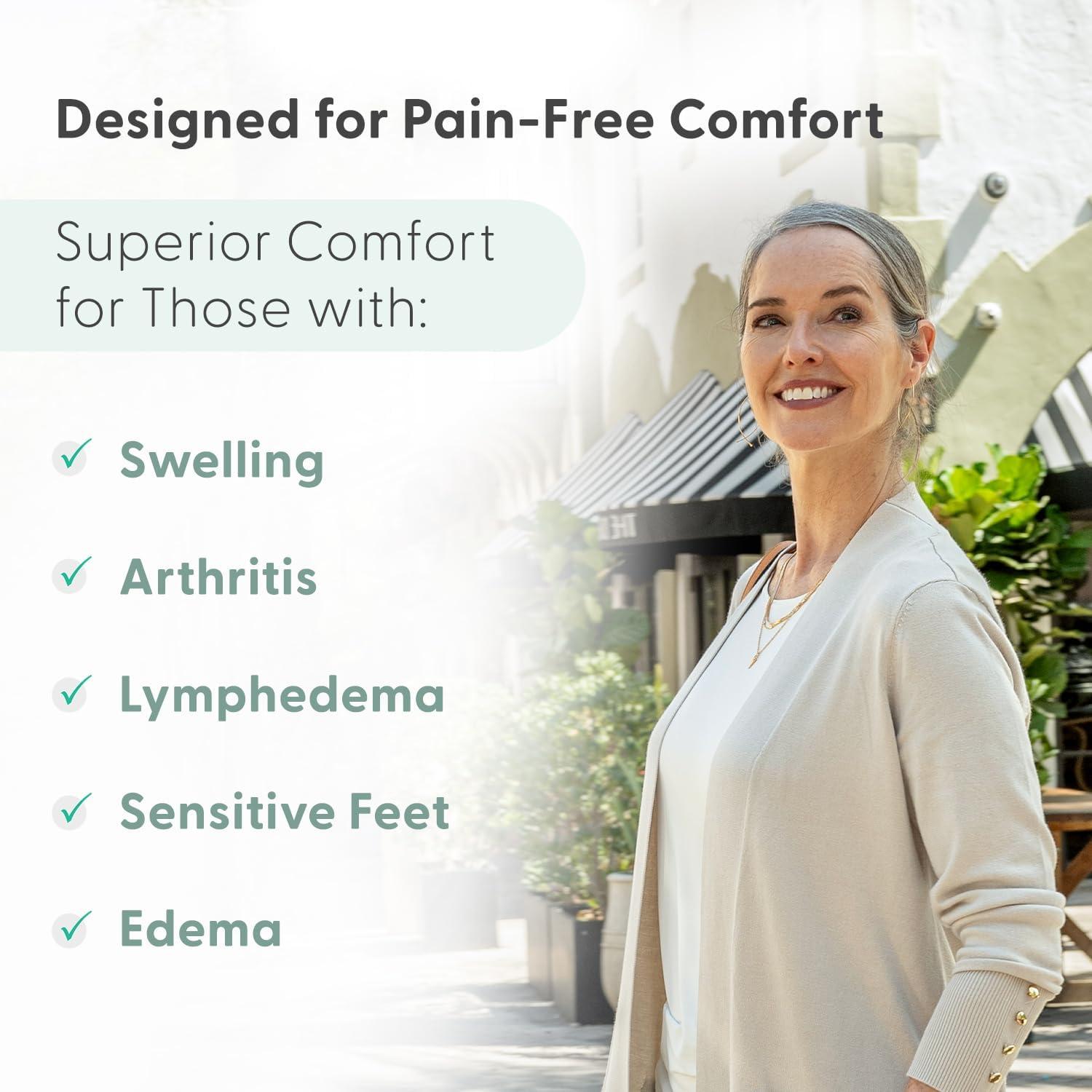 imageOrthofeet MidCalf Compression Sock  1825 mmHg  Ideal Support for Medical Needs Nurses Pregnancy and TravelBlack