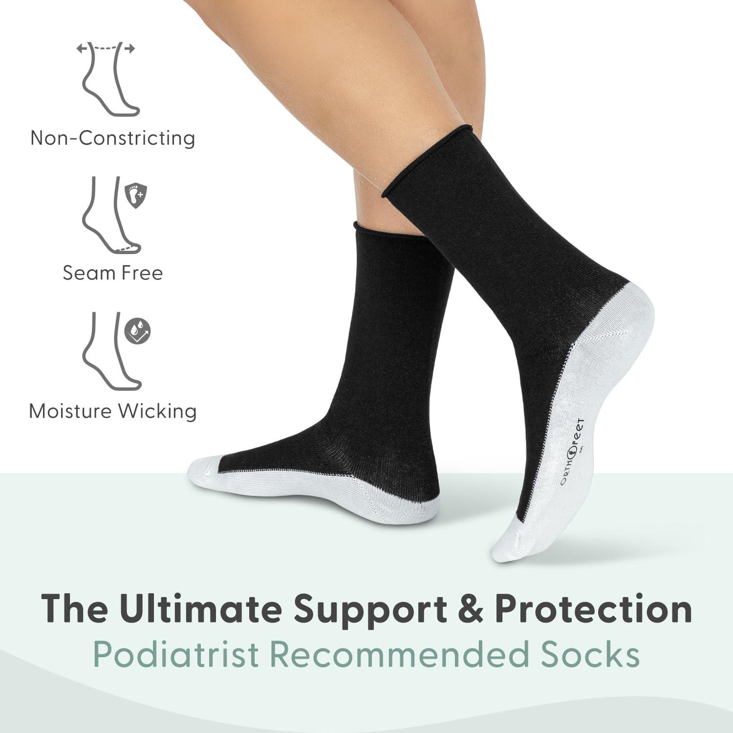 imageOrthofeet NonBinding NonConstrictive Circulation Seam Free Casual Dress Socks 3 PackBlack