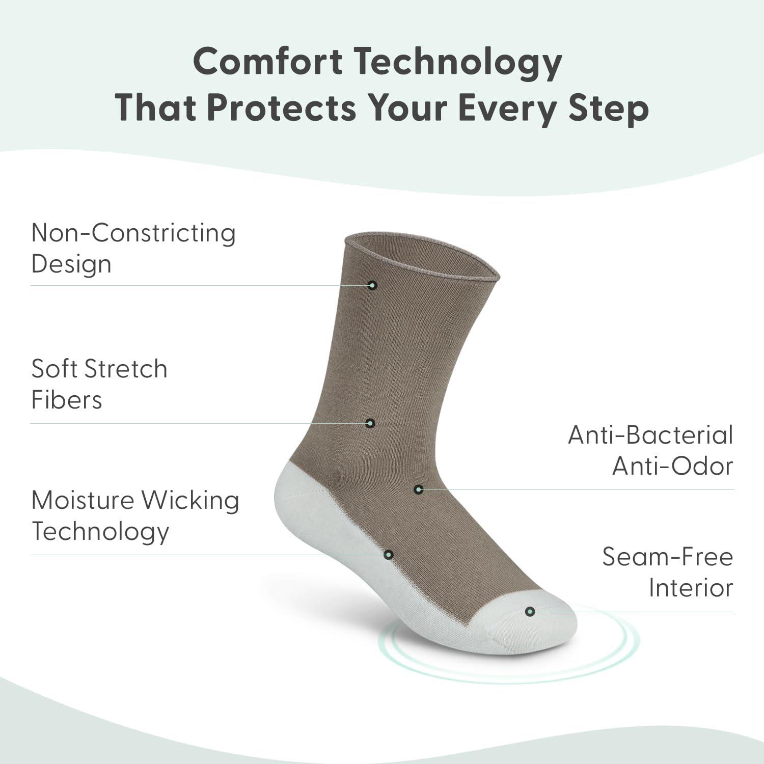 imageOrthofeet NonBinding NonConstrictive Circulation Seam Free Casual Dress Socks 3 PackBrown