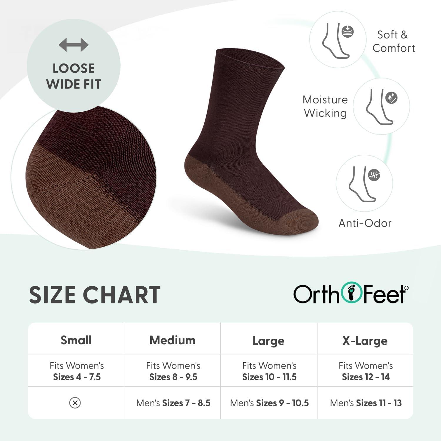 imageOrthofeet NonBinding NonConstrictive Circulation Seam Free Casual Dress Socks 3 PackDark Brown