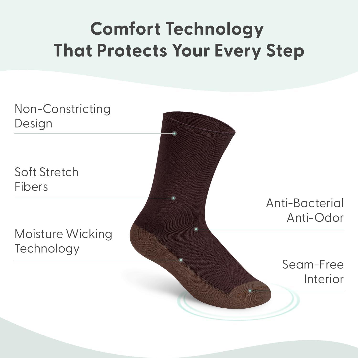 imageOrthofeet NonBinding NonConstrictive Circulation Seam Free Casual Dress Socks 3 PackDark Brown