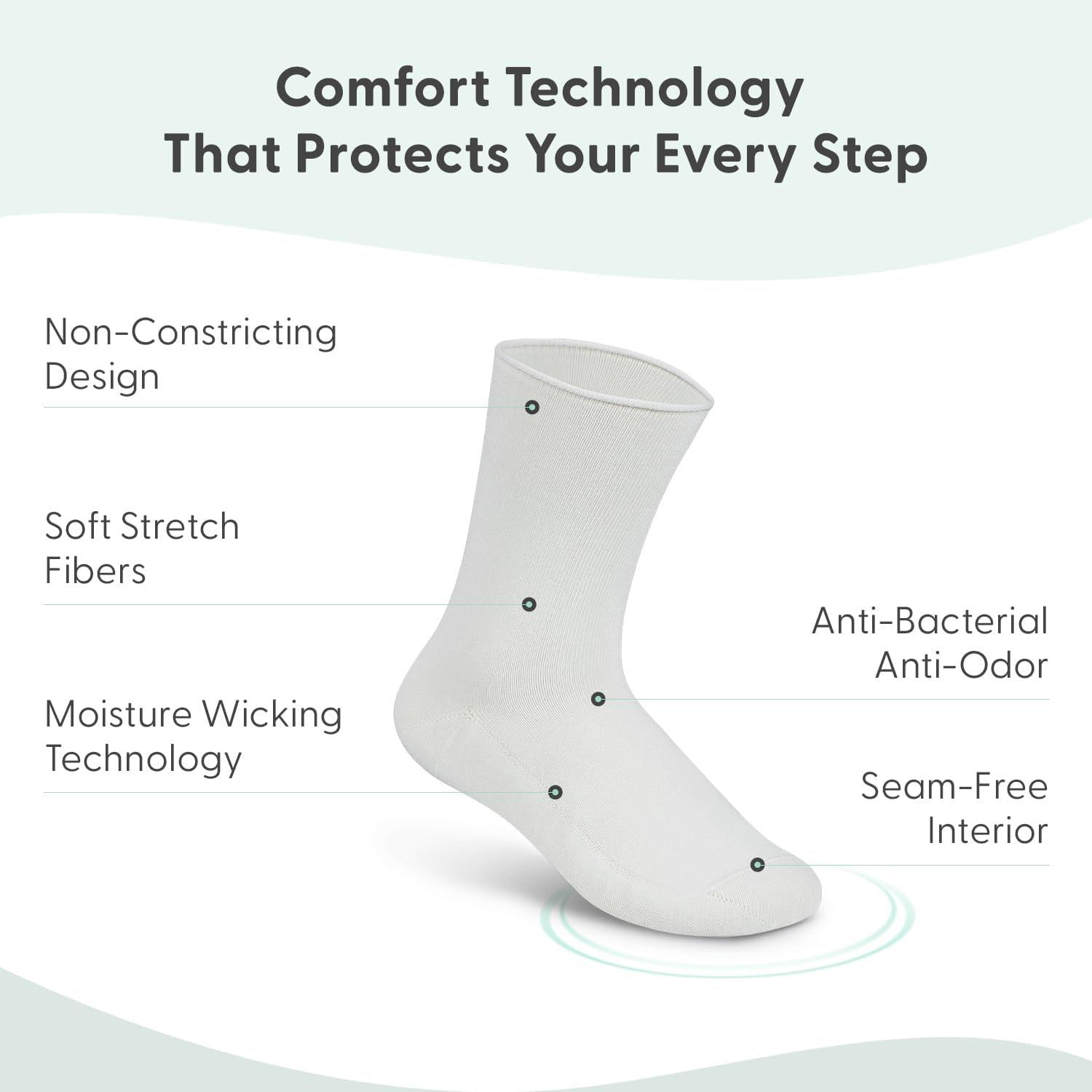 imageOrthofeet NonBinding NonConstrictive Circulation Seam Free Casual Dress Socks 3 PackWhite