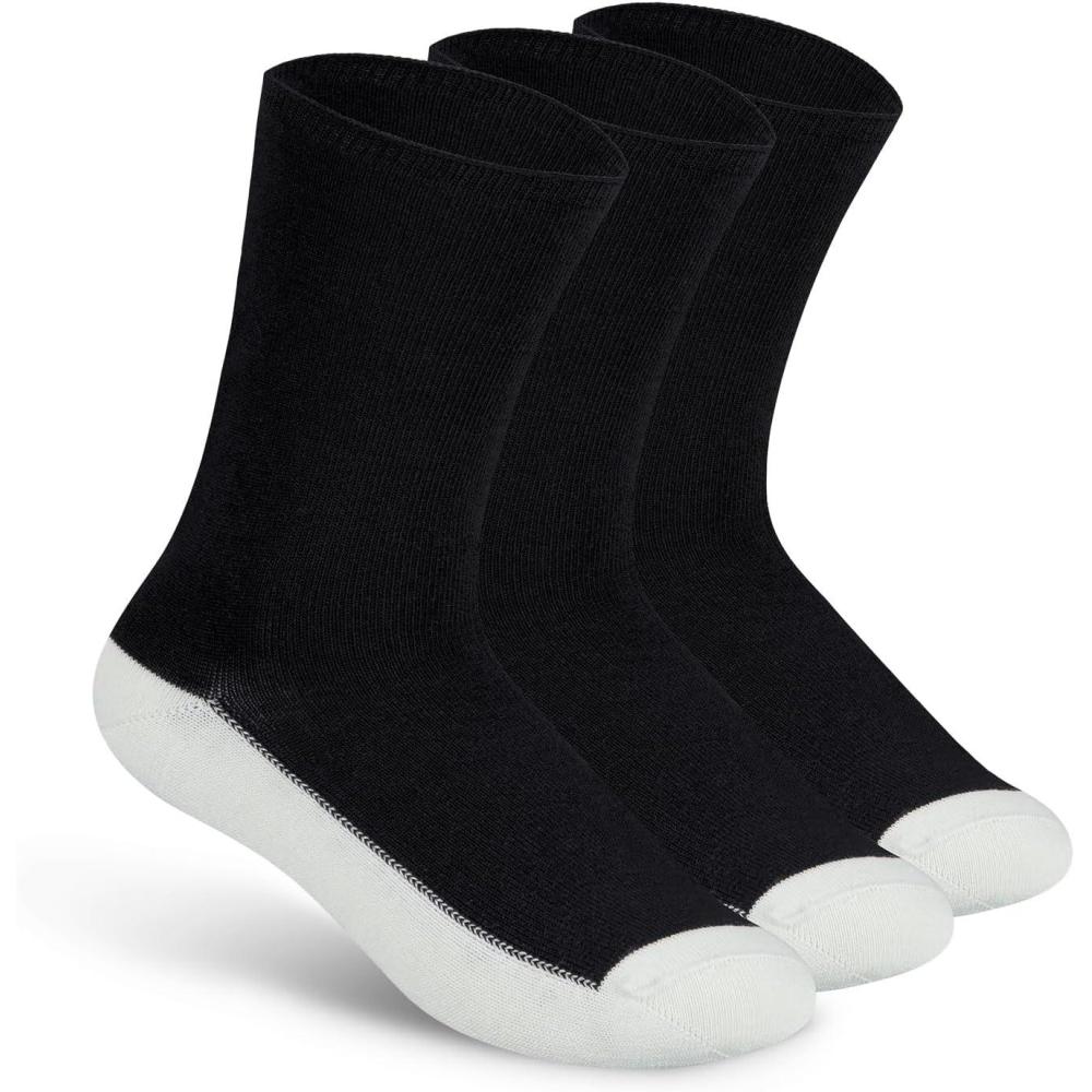 imageOrthofeet NonBinding NonConstrictive Circulation Seam Free Casual Dress Socks 3 PackBlack