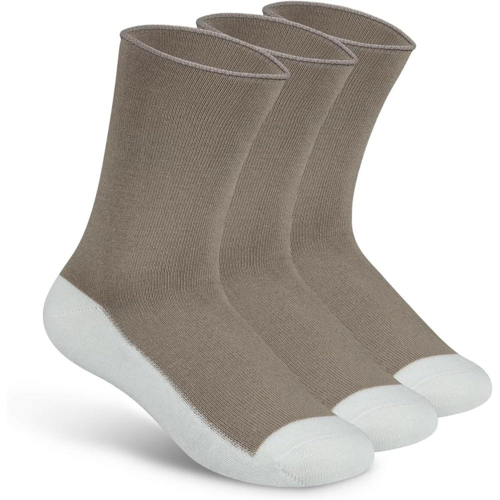 imageOrthofeet NonBinding NonConstrictive Circulation Seam Free Casual Dress Socks 3 PackBrown