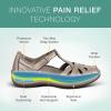 imageOrthofeet Womens Orthopedic Leather Juno ClosedToe SandalsPewter