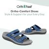 imageOrthofeet Womens Orthopedic Stretchable Sahara Slide SandalsIndigo Blue
