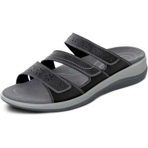 imageOrthofeet Womens Orthopedic Stretchable Sahara Slide SandalsBlack