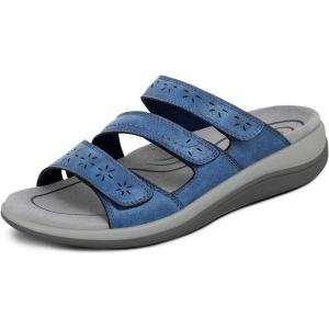 imageOrthofeet Womens Orthopedic Stretchable Sahara Slide SandalsIndigo Blue
