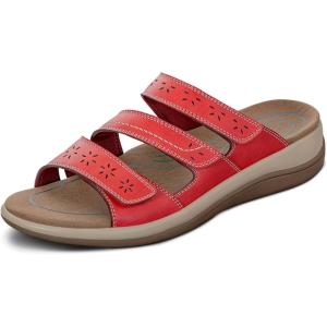 imageOrthofeet Womens Orthopedic Stretchable Sahara Slide SandalsRed