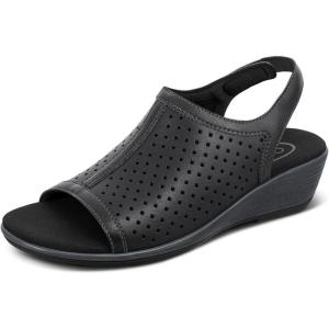 imageOrthofeet Womens Orthopedic Leather Hazel SandalsBlack