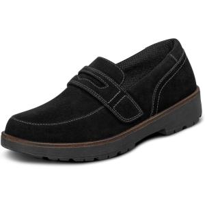 imageOrthofeet Womens Orthopedic Leather Shelly Loafer for Foot Pain ReliefBlack