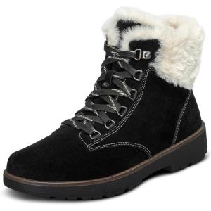 imageOrthofeet Womens Orthopedic Leather Stella LaceUp BootsBlack