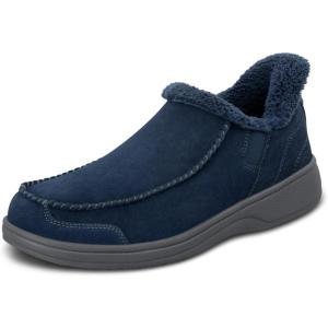 imageOrthofeet Mens Orthopedic Leather Vito HandsFree SlipperNavy