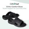 imageOrthofeet Mens Orthopedic Leather Sarasota Slide SandalsBlack