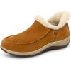 imageOrthofeet Womens Orthopedic Leather Lorin HandsFree SlipperCamel