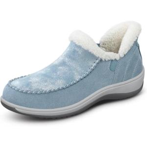 imageOrthofeet Womens Orthopedic Leather Lorin HandsFree SlipperBlue Shim