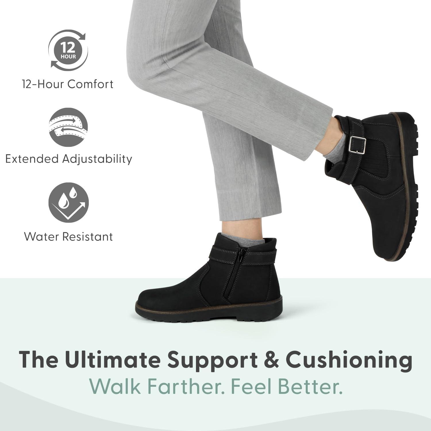 imageOrthofeet Womens Orthopedic Scarlett Ankle BootsBlack