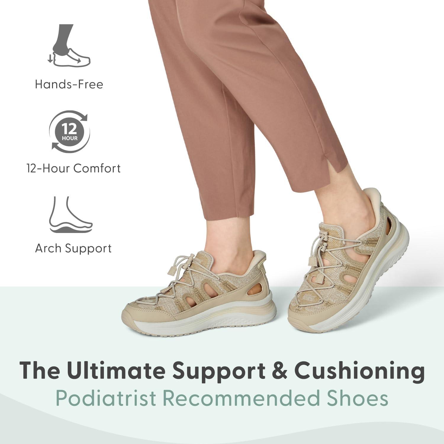 imageOrthofeet Womens Orthopedic Venus HandsFree Closed Toe SandalsBeige