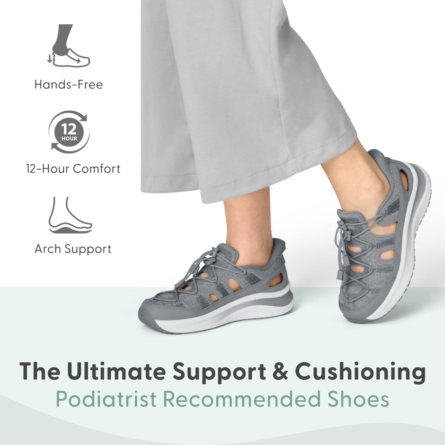 imageOrthofeet Womens Orthopedic Venus HandsFree Closed Toe SandalsGrey