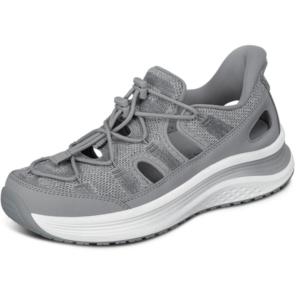 imageOrthofeet Womens Orthopedic Venus HandsFree Closed Toe SandalsGrey