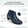 image:imageOrthofeet Womens Orthopedic Emma Heeled Leather Bootie with ZipperNavy