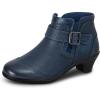 image:imageOrthofeet Womens Orthopedic Emma Heeled Leather Bootie with ZipperNavy
