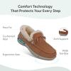 image:imageOrthofeet Mens Orthopedic Tuscany Faux Fur Lined Suede Leather Moccasin SlipperBrown