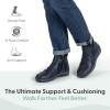 image:imageOrthofeet Womens Orthopedic Heidi Adjustable Slip Resistant Leather BootNavy
