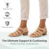 image:imageOrthofeet Womens Orthopedic Tessa Adjustable Leather Heeled SandalTaupe