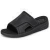 image:imageOrthofeet Mens Orthopedic Sarasota Adjustable Leather Slide SandalBlack