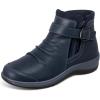 image:imageOrthofeet Womens Orthopedic Heidi Adjustable Slip Resistant Leather Boot Navy Size 10