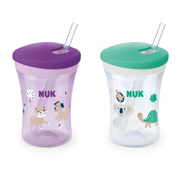 NUK Evolution Straw Cup, 8 oz,2 Count , Colors may vary