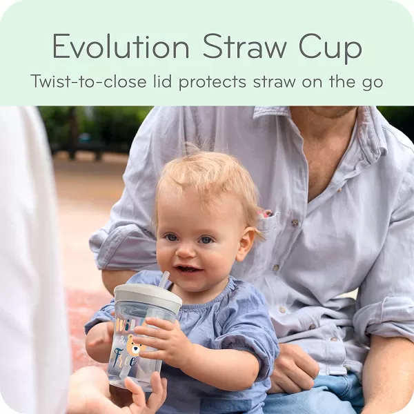 NUK Evolution Straw Cup, 8 oz,2 Count , Colors may vary