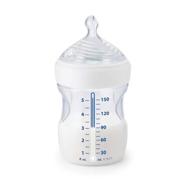 NUK Simply Natural Baby Bottle with SafeTemp, Neutral, 9 Oz, 4 Count