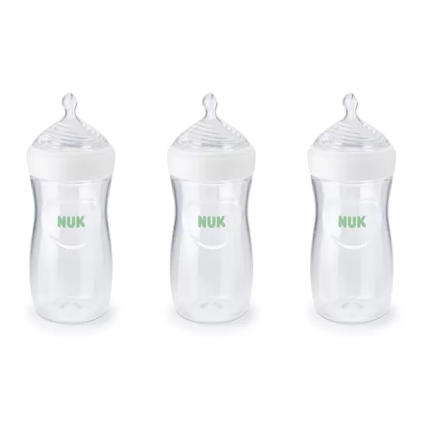 NUK Simply Natural Baby Bottle with SafeTemp, Neutral, 9 Oz, 4 Count