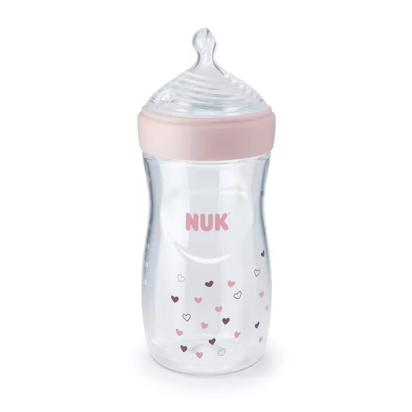 NUK Simply Natural Baby Bottle with SafeTemp, Neutral, 9 Oz, 4 Count