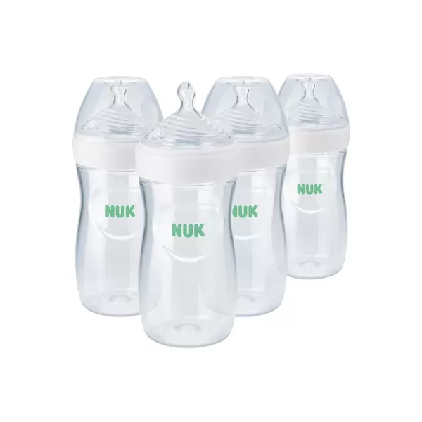 NUK Simply Natural Baby Bottle with SafeTemp, Neutral, 9 Oz, 4 Count