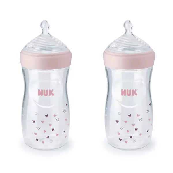 NUK Simply Natural Baby Bottle with SafeTemp, Neutral, 9 Oz, 4 Count