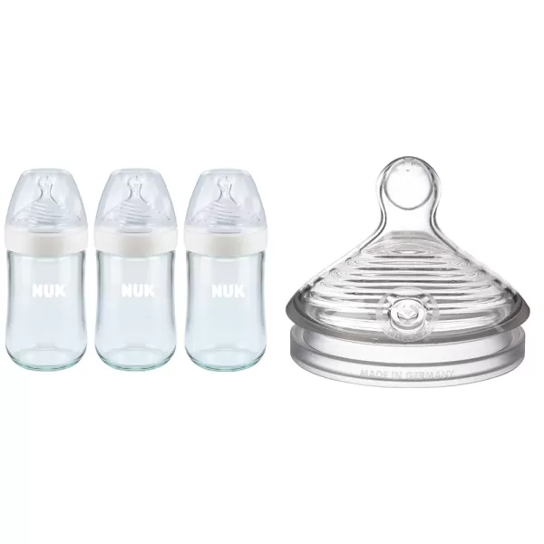 NUK Simply Natural Glass Bottles, 8 Oz, 3 Pack