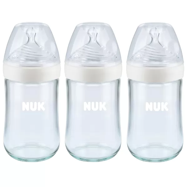 NUK Simply Natural Glass Bottles, 8 Oz, 3 Pack)