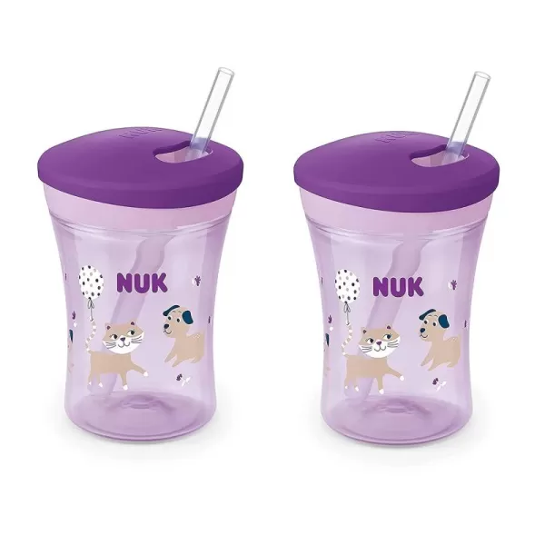 NUK Evolution Straw Cup, 8 oz,2 Count , Colors may vary