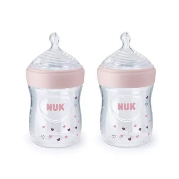 NUK Simply Natural Baby Bottle with SafeTemp, Neutral, 9 Oz, 4 Count