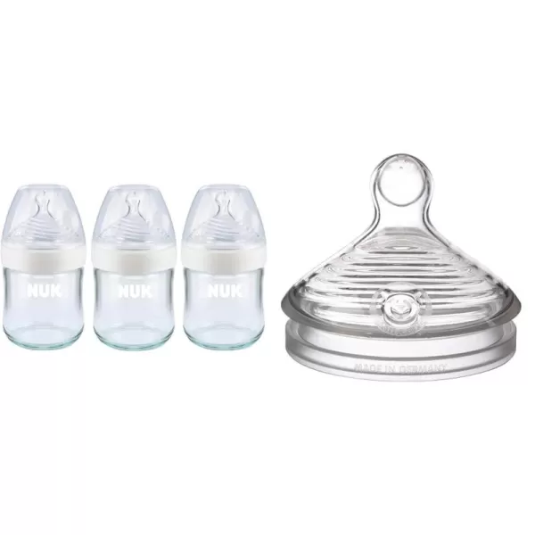 NUK Simply Natural Glass Bottles, 8 Oz, 3 Pack