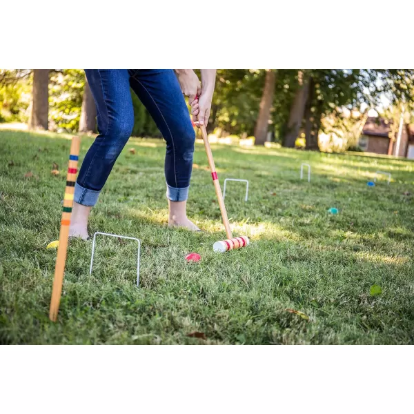 Six Player Croquet Sets with 6 Wood Mallets, Balls, and Carrying Bags